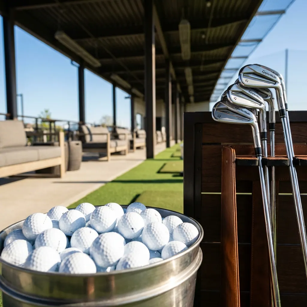The Docks Driving Range covered golf bays with range balls and clubs